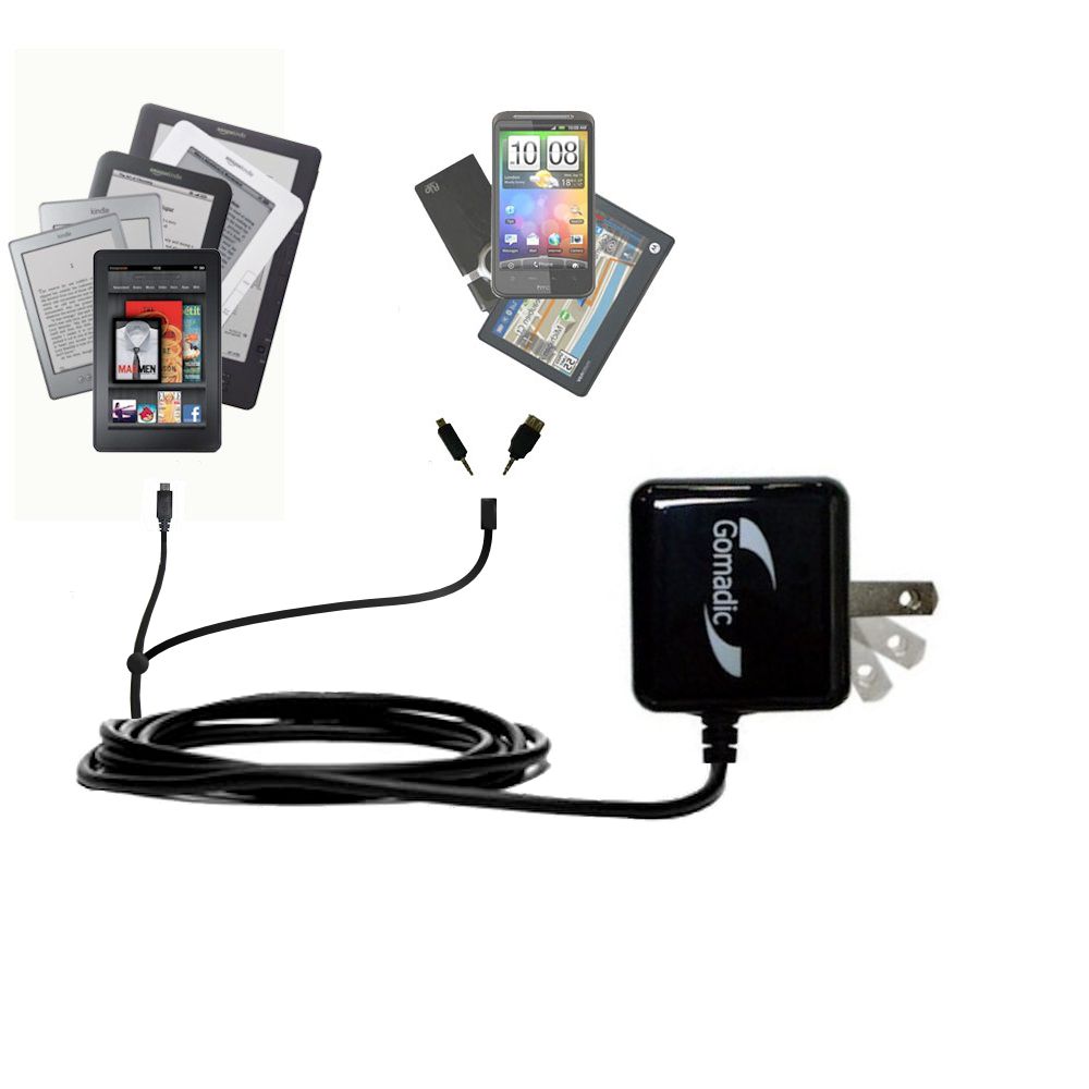 Gomadic Double Wall AC Home Charger suitable for the Amazon Kindle Fire